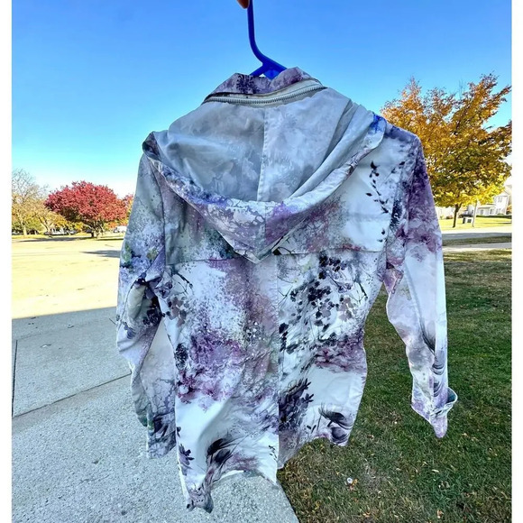 Badgley Mischka Print Cargo Zip Up Hoodie Windbreaker Jacket Women’s Size Small - Picture 2 of 8